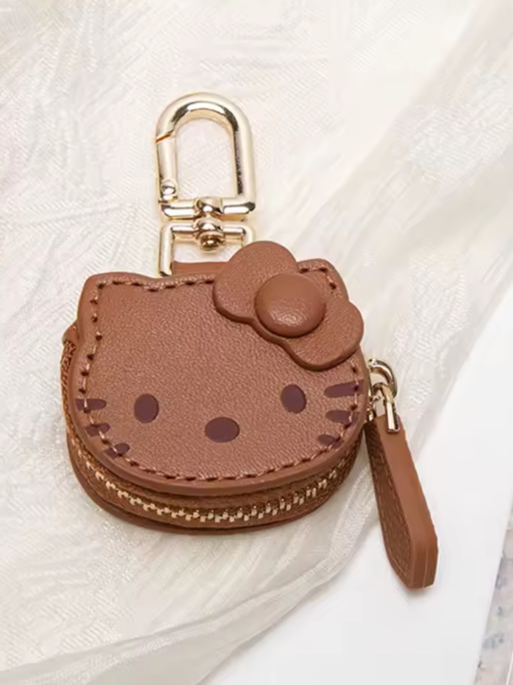 Hello Kitty Brown Faux Leather Keychain Coin Pouch